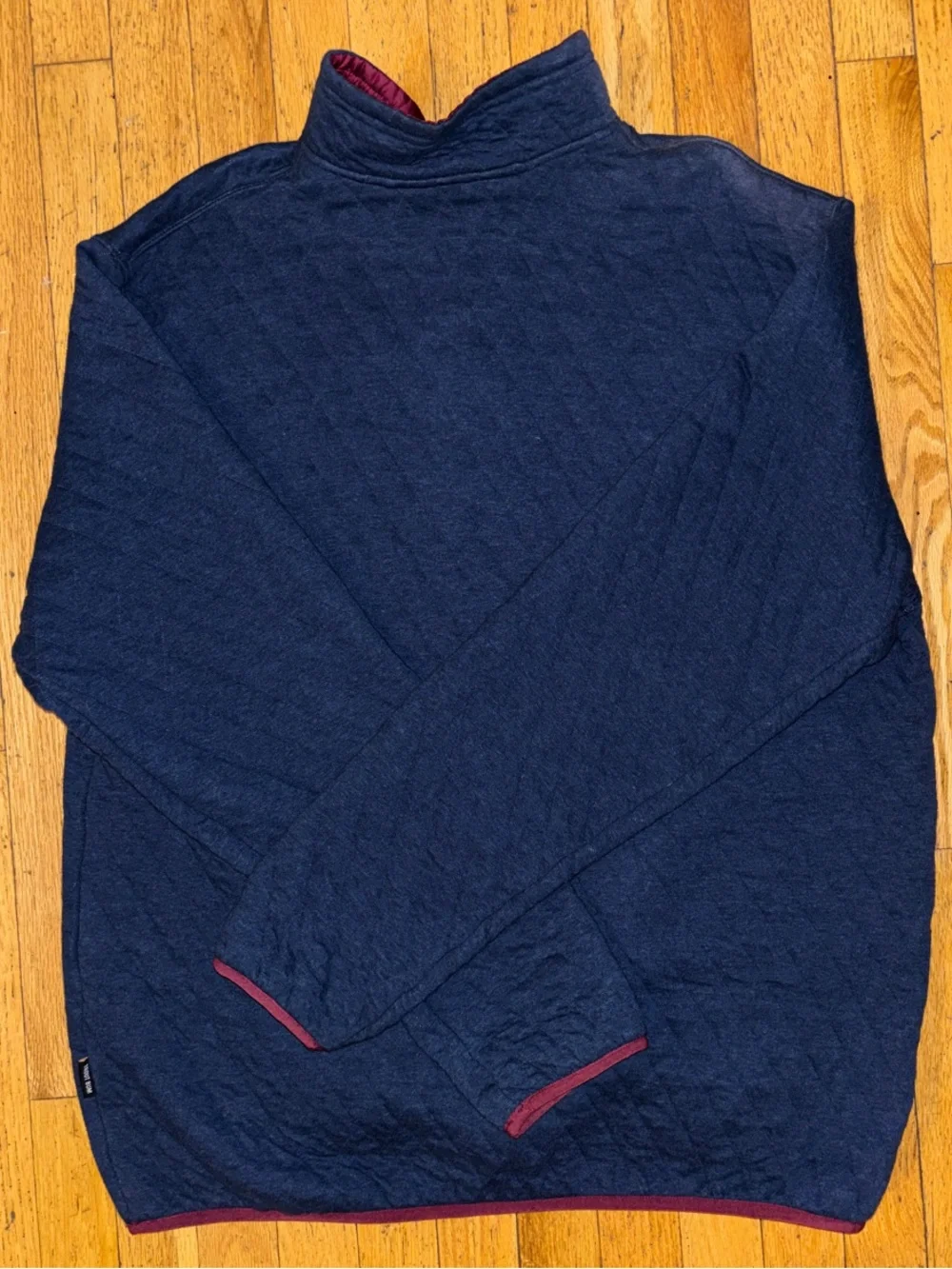 Orvis Navy Blue Diamond Quilted Snap Mock Neck Pullover - X Large